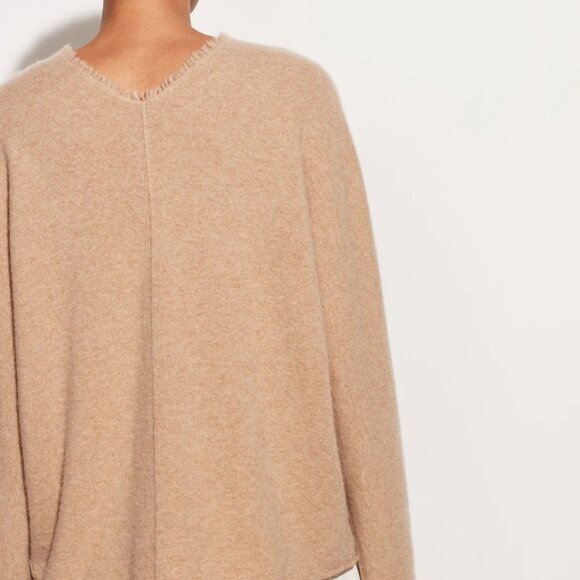 Vince Boiled Cashmere Fringe V Neck XL Black - Picture 10 of 12